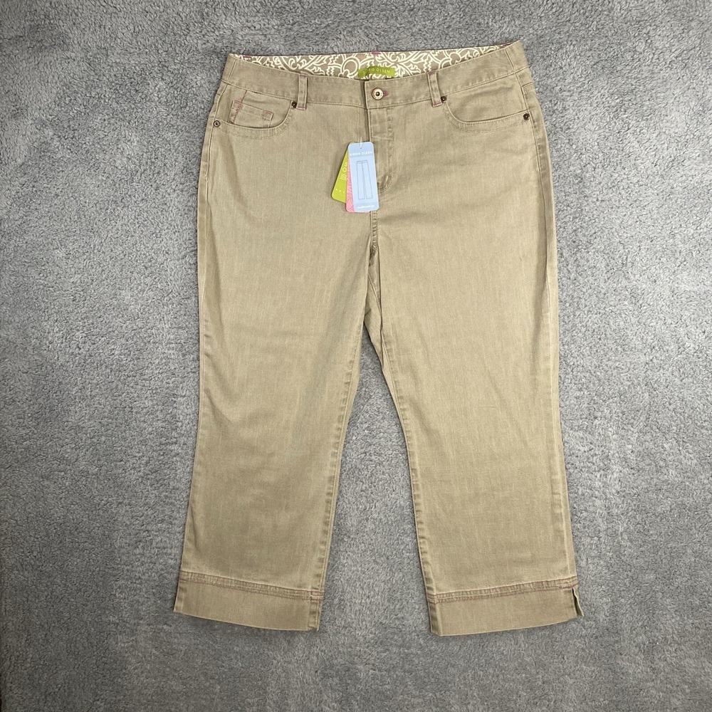 Sigrid Olsen Wide Leg‎ Capri Crop Pants Beige Modernist 00 Casual 14P